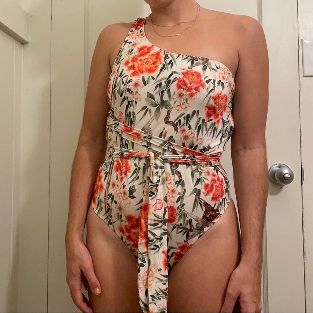 HAH Floral One Shoulder One Piece